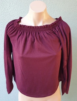 $19 • Buy 💜 BERSHKA Off Shoulder Blouse Top Bordeaux Size XS Buy7=FreePost L050