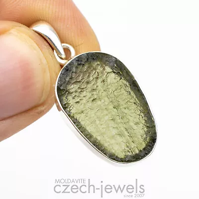 3.35g Moldavite Tektite Genuine Rough In Silver Frame .925 Pendant #VS33 • $99