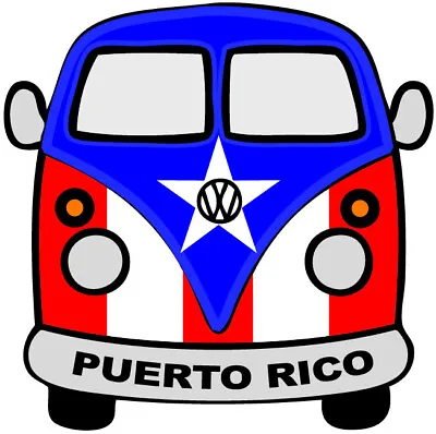 $2.95 • Buy Puerto Rico Flag, Pr Sticker-decal, Bandera Boricua,  Fits Vw Bus
