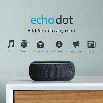 $89.55 • Buy Echo Dot (3rd Gen)  Smart Speaker With Alexa - Charcoal Fabric