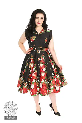 Black Floral Shirtwaist Dress H&R Hearts And Roses London Plus Size 18 - 26 • $59.35