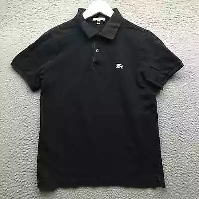 Burberry Brit Polo Shirt Men's XS Short Sleeve Embroidered Logo Black Tan • $19.99