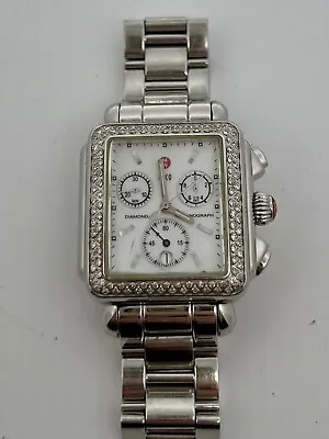 Michele Deco Diamond Chronograph MOP Dial Diamond Bezel Quartz Watch MW06A01 • $700