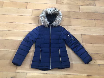 Women’s Navy Puffer Coat From Matalan - Size 6 • £4