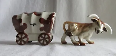 Vtg. Ceramic Arts Studio Old West Wagon & Ox Salt & Pepper Shakers - Madison WI • $49.95