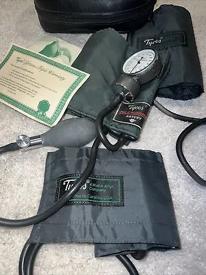 Vintage Medical Tycos Aneroid Blood Pressure Set W 3 Cuffs Dr Bag & Papers WORKS • $58.88