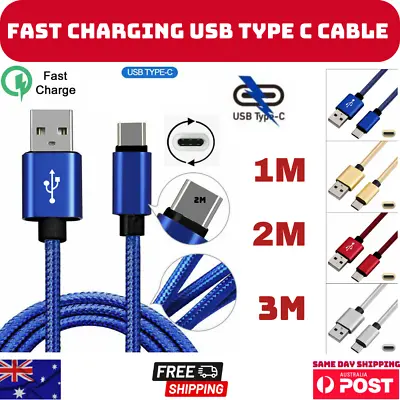 $6.45 • Buy 1M 2M 3M Braided USB Type C Data Charger Cable For Samsung Xiaomi Huawei Oppo AU