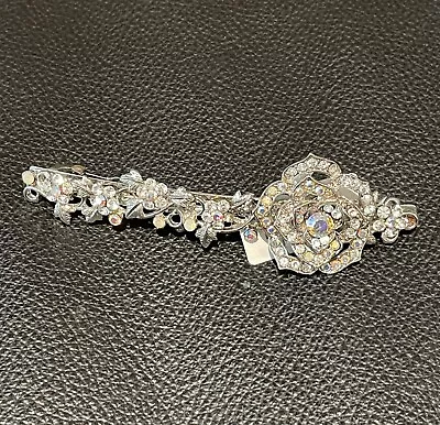 £7.99 • Buy Chomel Silver-Toned Jewelled Flower Design Hair Clip, Medium