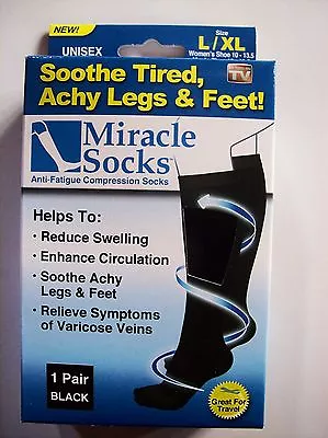 Miracle Socks Anti-Fatigue Compression Socks Mens Womens Unisex Sz L/XL TV NIB  • $15.99