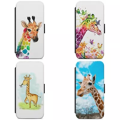 Painted Rainbow Giraffe Animal WALLET FLIP PHONE CASE COVER FOR IPHONE SAMSUNG • £9.99