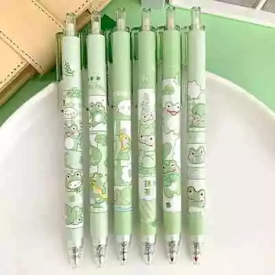 6pcs 0.5 Press Type Cute Matcha Frog Gel Pen Student Stationery Office Supplies • £4.49