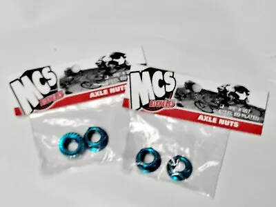 MCS Blue Chromoly Flanged Axle Nuts 3/8 X26t Set Of 4 • $20