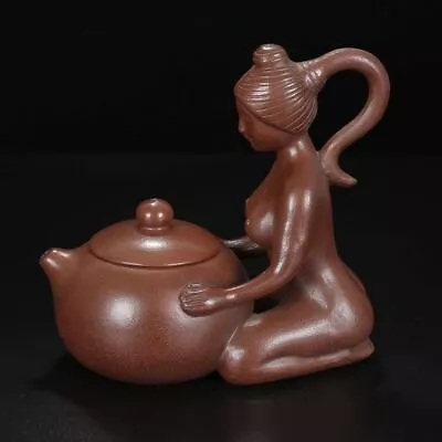 Vintage Chinese Yixing Purple Clay Teapot Zisha Ceramic Pretty Woman Teaware Art • $263.99