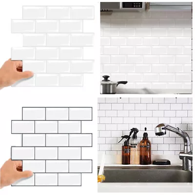 £4.99 • Buy 3D Tile Brick Wall Sticker Wallpaper Waterproof Self-adhesive Kitchen Bathroom