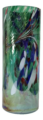 D & J Glassware Pink Purple White Green Blue Marble Effect Tall Glass Vase • £36.95