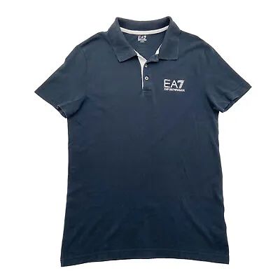 EA7 Emporio Armani Black Polo Shirt | Vintage Luxury High End Designer Top VTG • £25