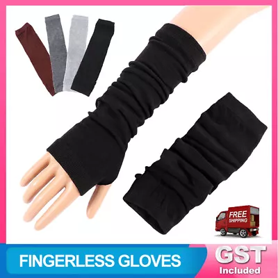 New Fashion Stretch Armguards Long Fingerless Gloves Fashion Mittens Womens AU • $4.22