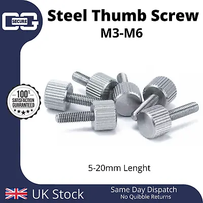 £1.95 • Buy Carbon Steel Knurled Thumb Screw M3 M4 M5 M6 Small Thumbscrew Bolt 5mm To 20mm