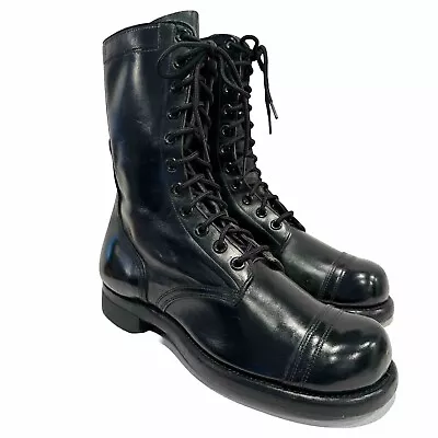 Addison Shoe Company Black Leather Vintage US Military Combat Boots Size 9 W • $68.88