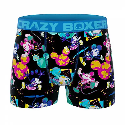 Crazy Boxer Disney Mickey Mouse Neon Heads Men's Boxer Briefs Black • $19.98