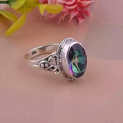 Solid 925 Silver Mystic Topaz Ring Handmade Jewelry Lovely Ring All Size AP501 • $11.27