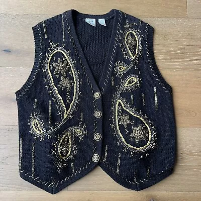 Vintage M. J. Carroll Embellished Knitted Vest Medium • $17