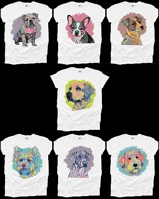 £8.99 • Buy Dog Painting Men's T Shirt Jack Russell Pitbull Labrador Vizla Bull Woman Unisex