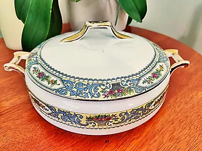 Mepoco Ware Made In Czechoslovakia Round Covered Vegetable Bowl FLoral W/Baskets • $34.40