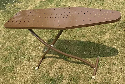 Vintage Retro Chocolate Brown Metal Ironing Board 54” Prop Or Use - As Is • $89.99