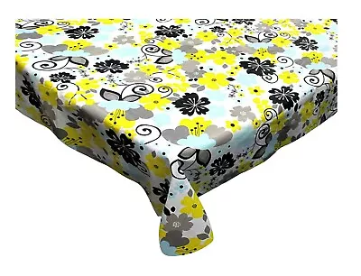 Vinyl Tablecloth Floral Design Retro Garden Flannel Backed Plastic 52 X 90 Inch • $12