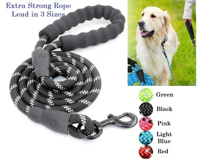 Rope Dog Lead Strong Durable Reflective Braided Leash In 5 Colours 1.5m 1.8m 2m • £6.49