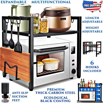 Expandable Microwave Oven Rack Shelf Stand Fully Adjustable Kitchen Organizer • $39.90