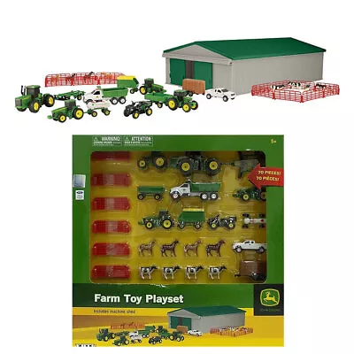 70Pc John Deere Animal Diecast Tractor Truck Shed Vehicle Set Kids Play Toy 5y+ • $71