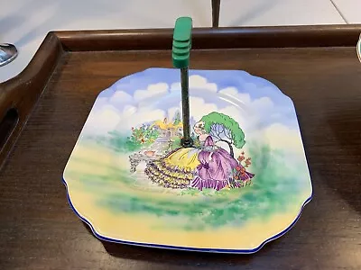 Vintage English Falcon Ware Crinoline Lady Cake Sandwich Plate & Holder • $72