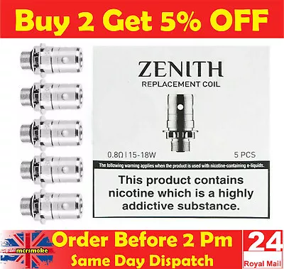 INNOKIN ZENITH Z ZLIDE COILS Plexus Plex 3D KAL ZZ 0.8 1.6 0.5 0.48Ohm Pack Of 5 • £15.99