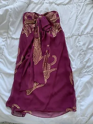 Nicole Miller Collection Silk Strapless Burgundy Dress 0 • $17.50