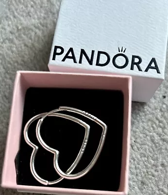 Pandora Big Heart Hoop Earrings. Classic Heart Shape Earrings Silver RRP $79 • $65