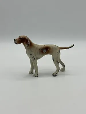 Vintage Metal Painted English Pointer Dog Figurine Collectible Chipped *** • $25