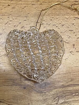 Vintage Spun Glass Heart Christmas Ornament 2  • $3.95