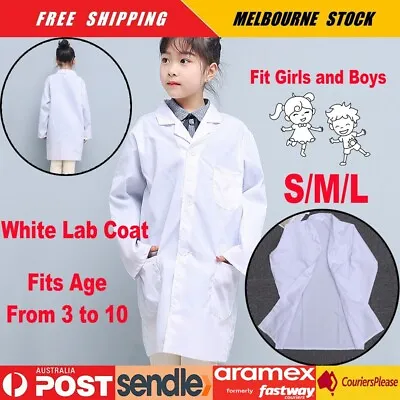 $10.99 • Buy Kids White Lab Coat Doctors Scientist Children Fancy Dress Costume Girls Boys 