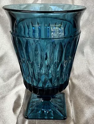 Vintage Indiana Glass Mount Vernon Blue 12 Oz Water Goblet • $14.95