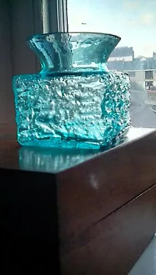 Dartington Glass Kingfisher Blue Square Small Polar Flared Vase  FT101Thrower  • £30