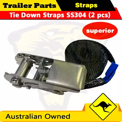 2 Pcs Ratchet Tie Down Straps SS304 Jet Ski Boat Trailer Strap • $23.99