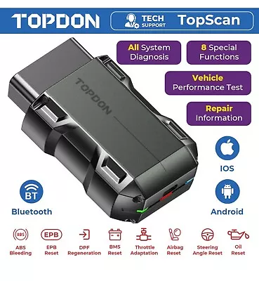 2024 TOPDON Topscan Lite OBD2 Bluetooth Car Diagnostic Scanner Tool • £44.99