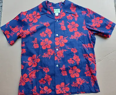 Ui-Maikai Hawaiian Red Blue Cotton Shirt SIZE Large UNWORN Paper Tag Vintage • $89.99