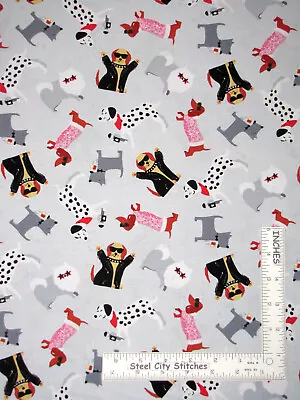 Puparazzi Pups Dalmatian Dachshund Dogs Gray Cotton Fabric Studio E By The Yard • $10.97