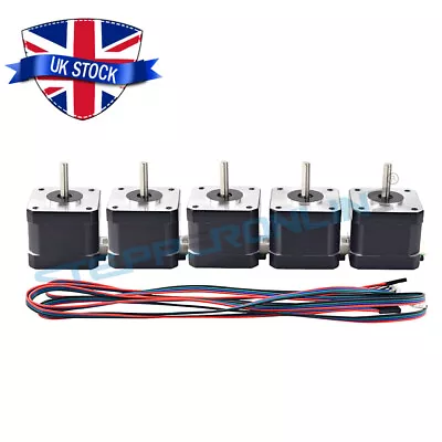 5pcs Nema 17 Stepper Motor 0.44N.M 4 Wire 1.7a High Torque + 1m Cable 3D Printer • £31.99