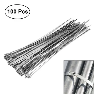 100 Pcs Stainless Steel Zip Ties Exhaust Heat Strap Induction Computer • £16.59