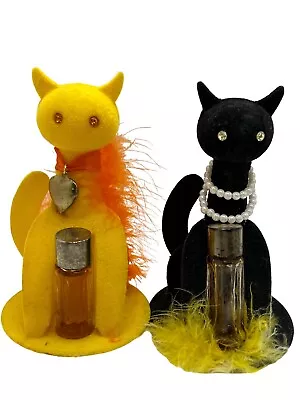 2 1960s Era Vintage Max Factor Sophisti-cats Perfume Hypnotique Black Yellow • $80