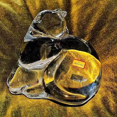 Baccarat Crystal Reclining Cat Figurine Paperweight Made In France • $39